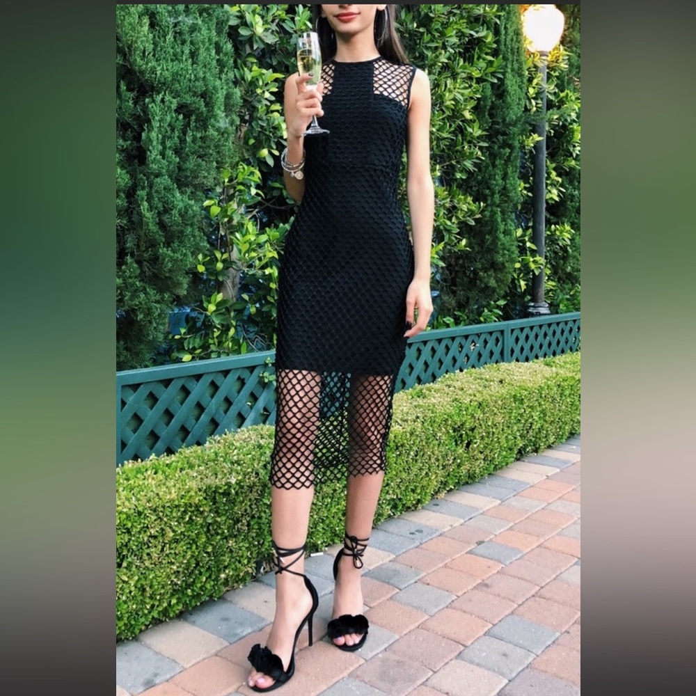 LF sexy black fishnet dress size S